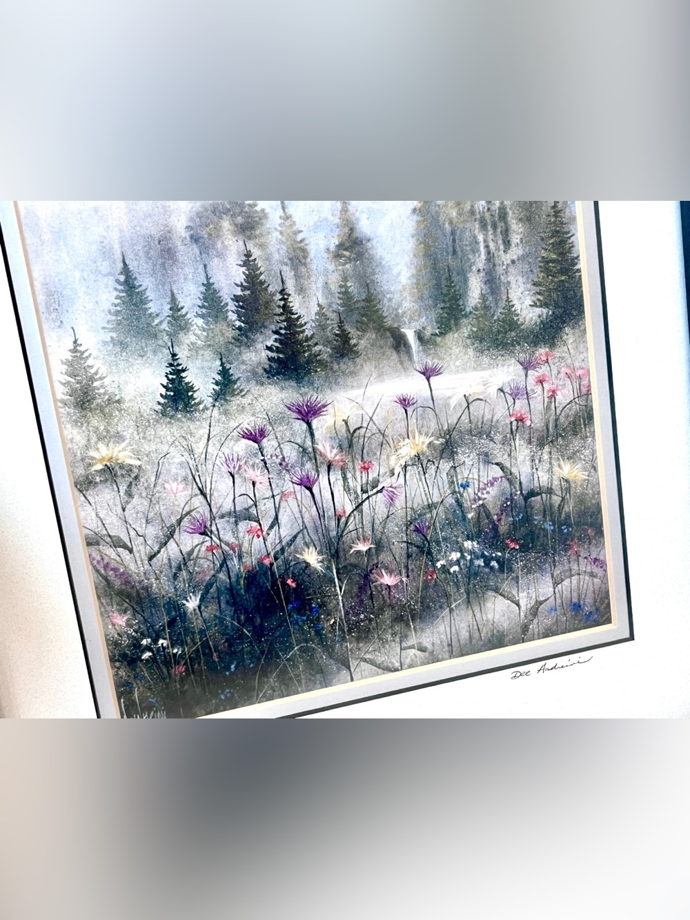 Dee Andreini Harmony Lithograph COA Vintage Signed Numbered Forest Wood Frame - Picture 4 of 7